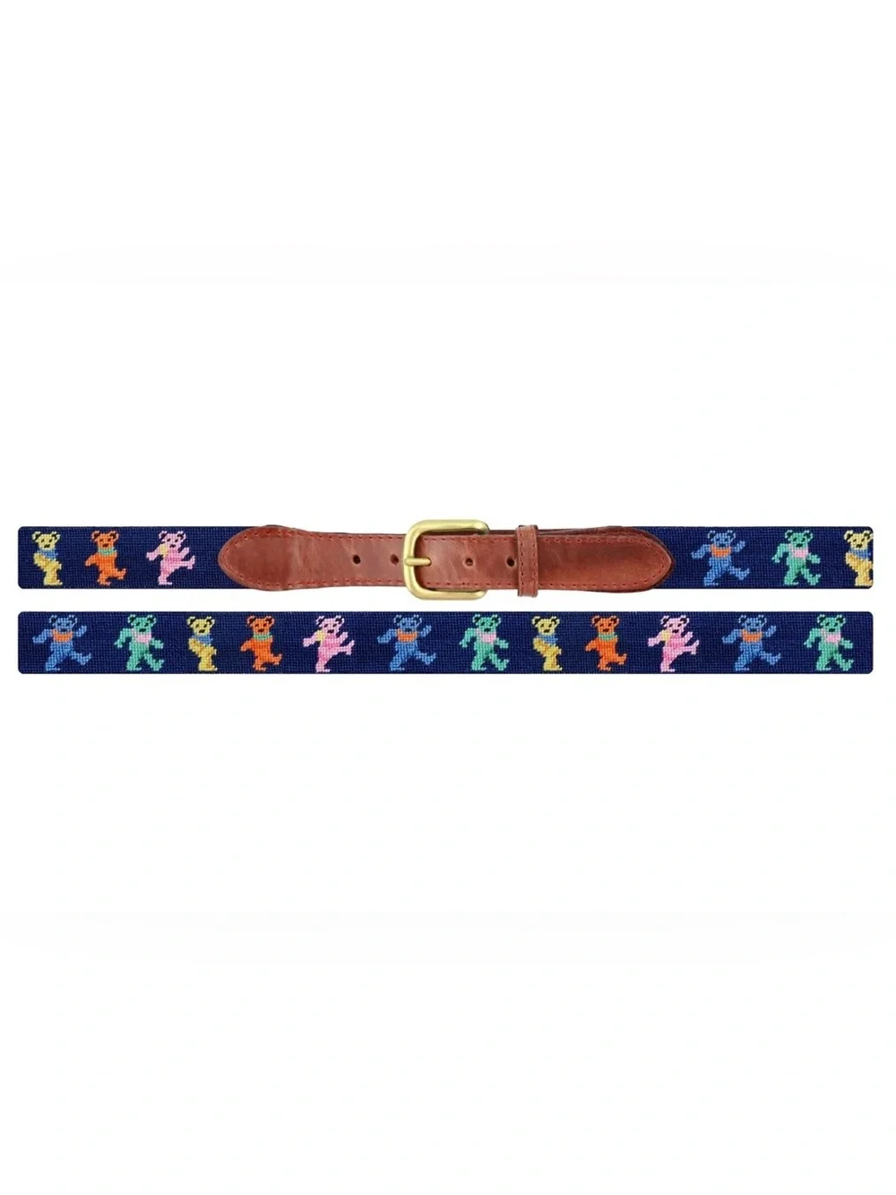 Smathers & Branson Italian Leather & Hand-Stitched Dancing Bears Men’s Belt - 38